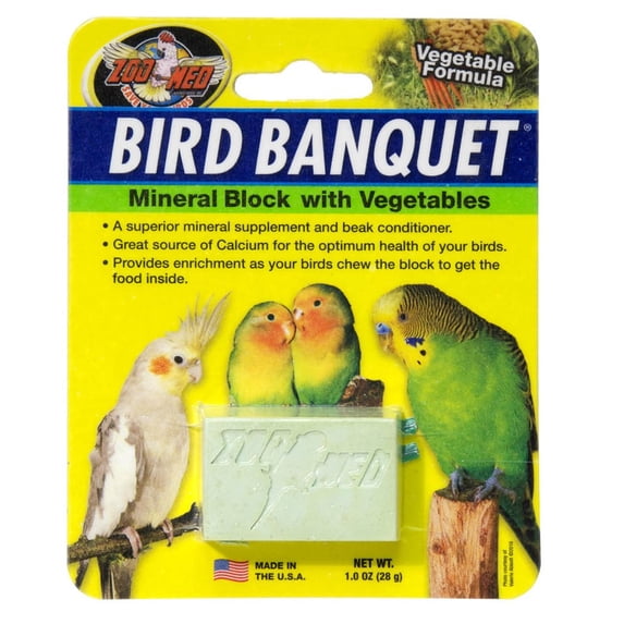 Zoo Med Labs Supplement Bird Banquet Mineral Block Veggie Formula Small Calcium