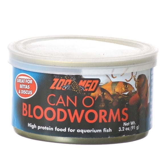 Zoo Med Can O' Bloodworms High Protein Food for Aquarium Fish [Betta Food, Carnivore Food, Discus Food, Pond Bottom Feeder Food, Marine Fish Food] 19.2 oz (6 x 3.2 oz)