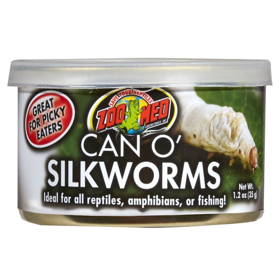 Zoo Med Can O' Silkworms for Reptiles and Amphibians [Reptile Crickets and Insects, Reptile Supplies] 4 count