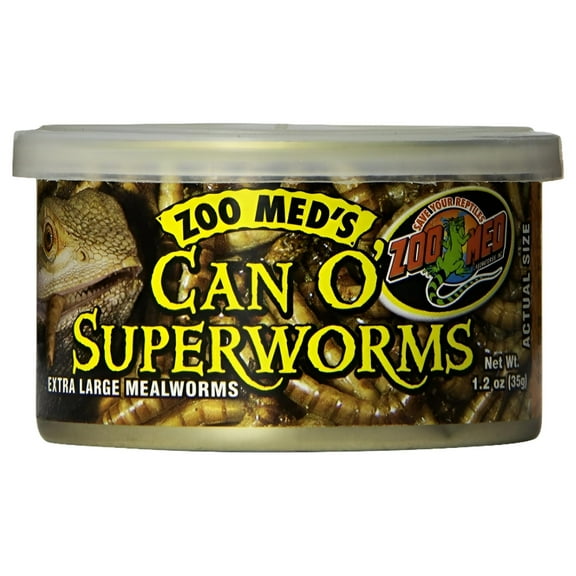 Zoo Med Can O' Superworms Extra Large Mealworms Food for Reptiles 1.75 ounces