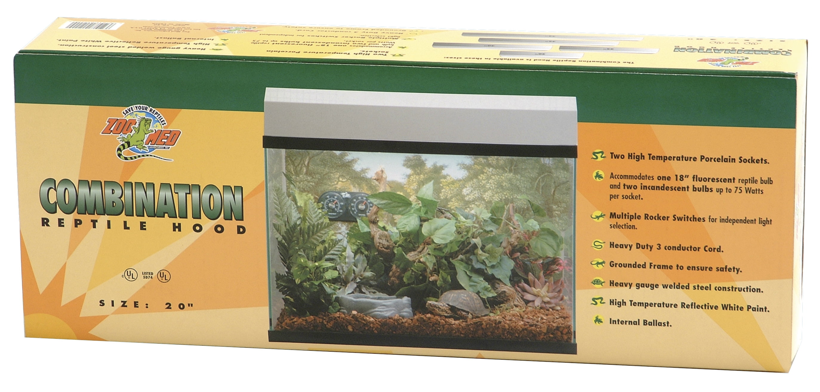 Zoo Med Combination Reptile Hood (18" - Holds 1 Fluorescent/2 Incandescent)