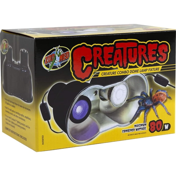 Zoo Med Creatures Combo Dome Lamp Fixture 3.5in Domes Combined 80-Watts