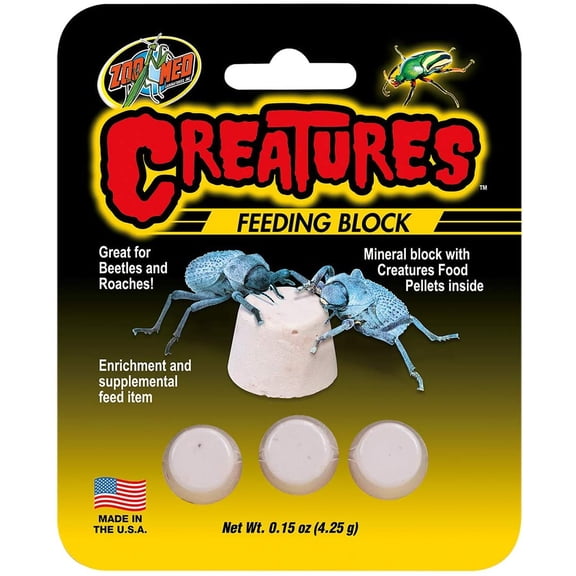 Zoo Med Creatures Feeding Block With Food Pellets For Beetles and Roaches 3 pack