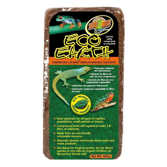 Zoo Med Laboratories Eco Earth Coconut Fiber Substrate 1 Compressed Brick (~7-8 Liters)