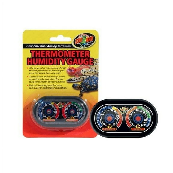 Zoo Med Economy Analog Dual Thermometer & Humidity Gauge Reptile Terrarium