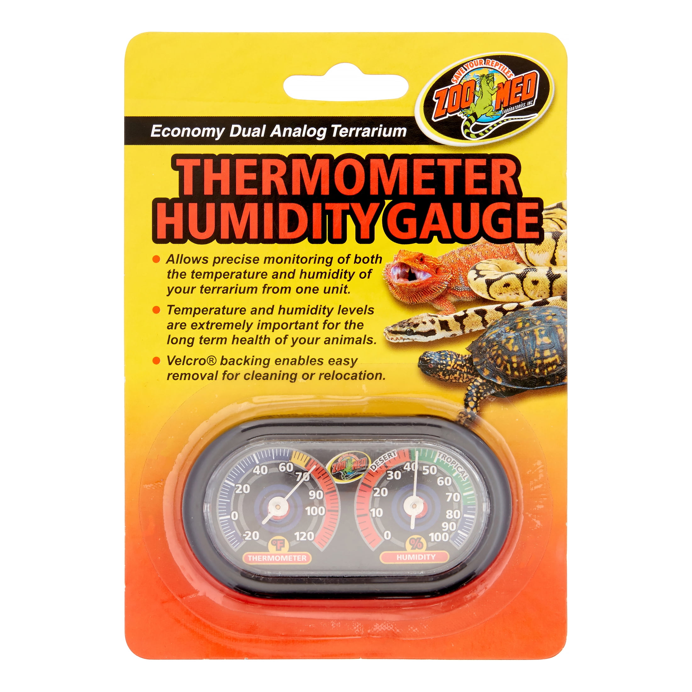 Zoo Med Economy Analog Dual Thermometer and Humidity Gauge, 6 x 4