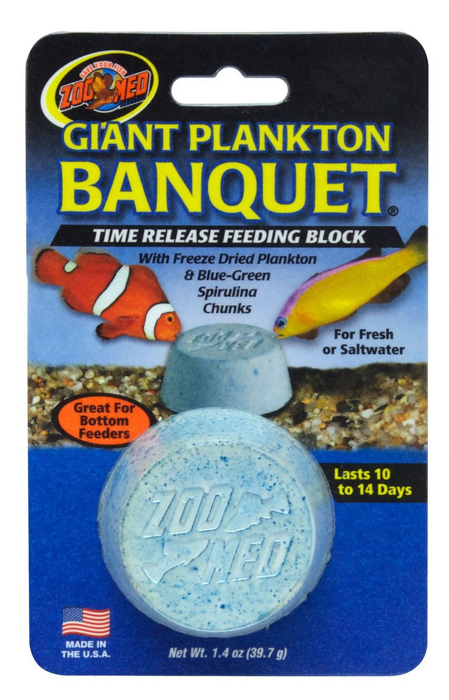 Zoo Med Giant Plankton Banquet Time Release Feeding Block for Fresh and Saltwater Fish [Food & Treats] 8 count