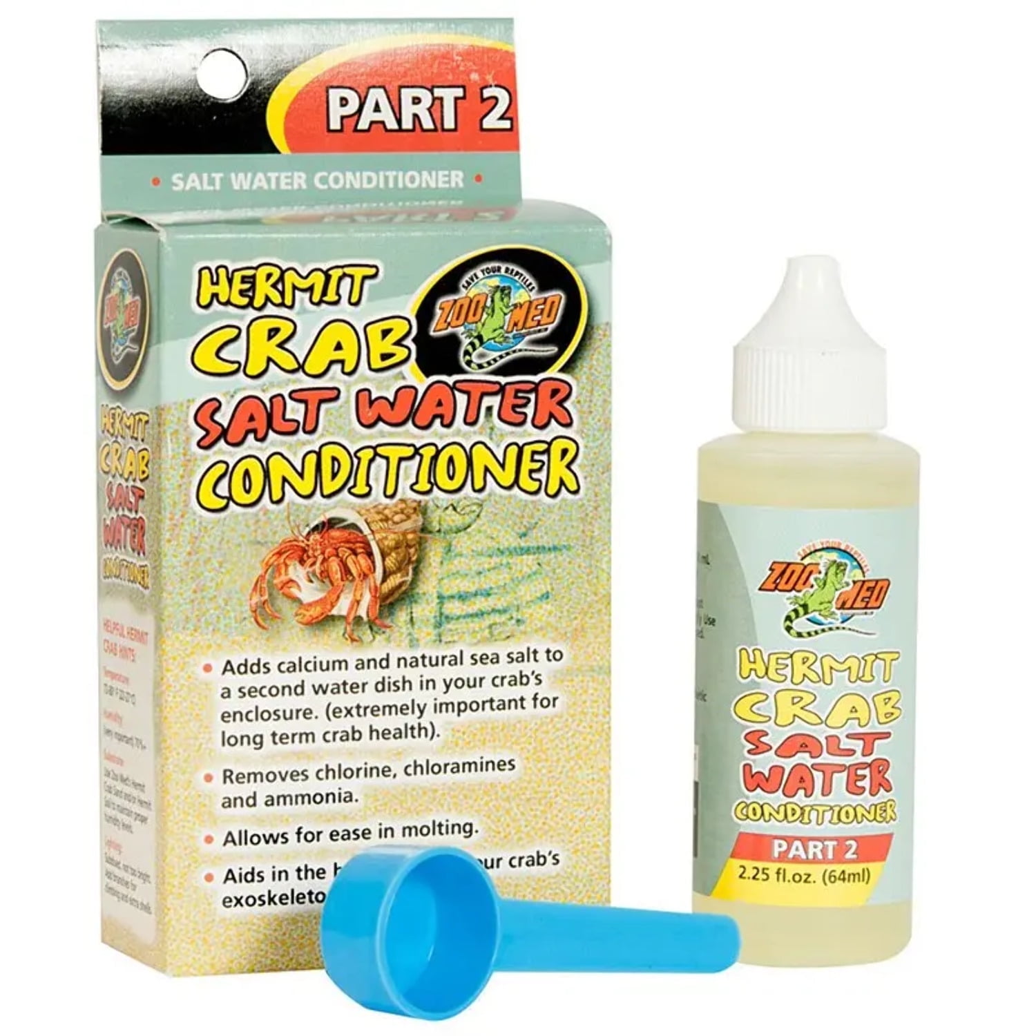 Zoo Med Hermit Crab Salt Water Conditioner 64ml, Calcium Solution