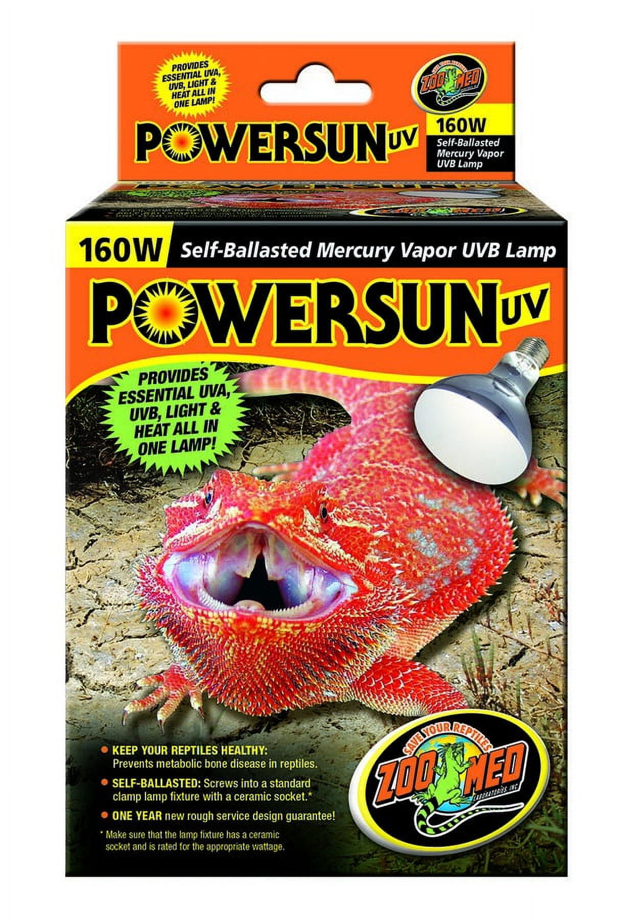 UVランプ Powersun UV 160W Zoo Med PowerSun UV, UVB, 160 watt Heat Lamp Bulb for