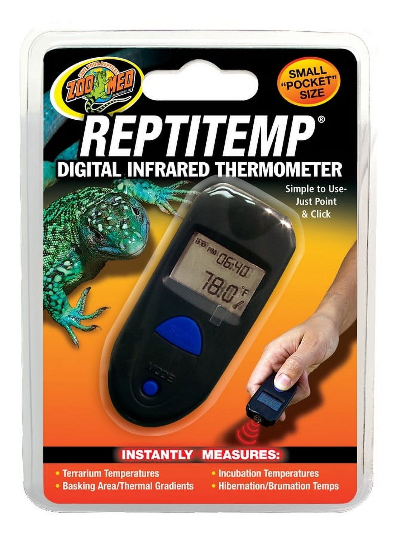 Zoo Med ReptiTemp Digital Infrared Thermometer [Reptile Thermometers, Reptile Supplies] 1 count