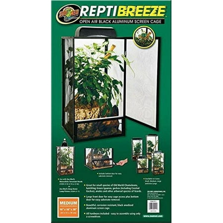 Zoo Med Reptibreeze Open Air Aluminum Screen Cage - Black Large (18"L x 18"W x 36"H)