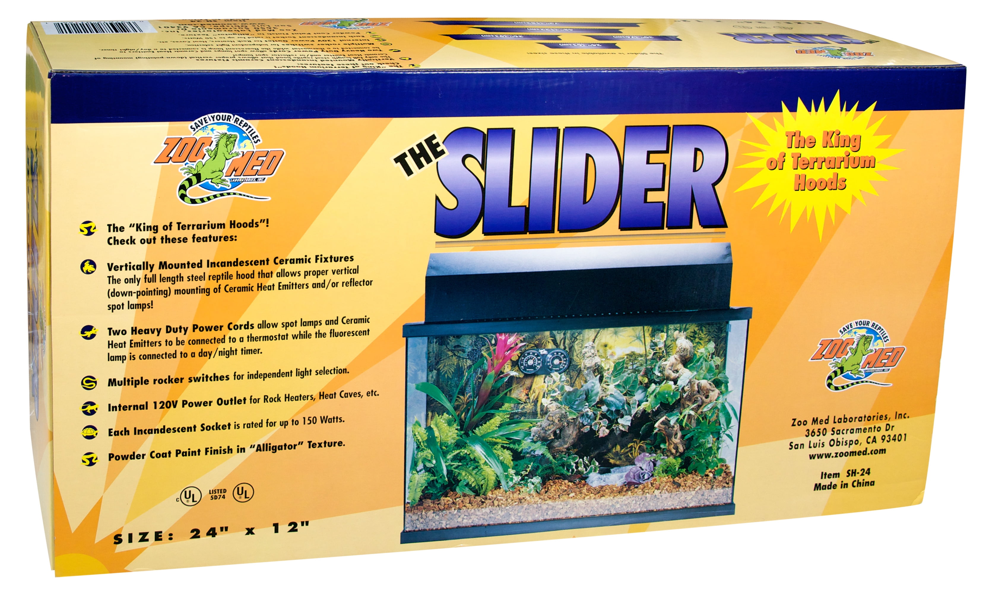 Zoo Med Slider Hood (24" - Holds 1 18" Fluorescent/2 Incandescent)