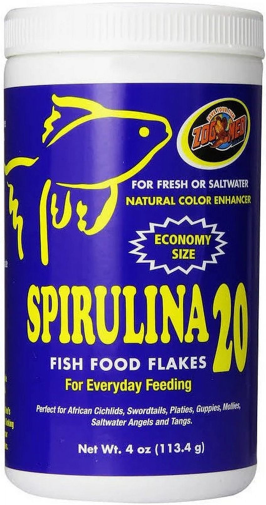 Zoo Med Spirulina 20 Fish Food Flakes [Aquarium Herbivore Food, Aquarium Supplies] 4 oz