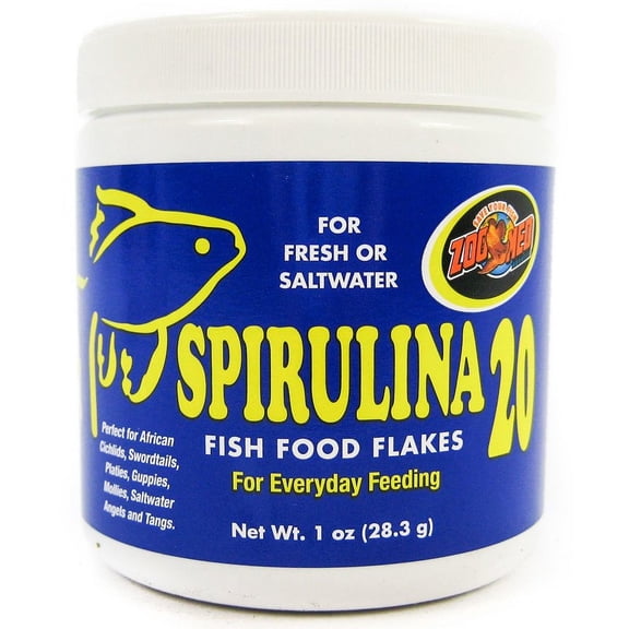 Zoo Med Spirulina 20 Fish Food Flakes [Aquarium Herbivore Food, Aquarium Supplies] 9 oz (9 x 1 oz)