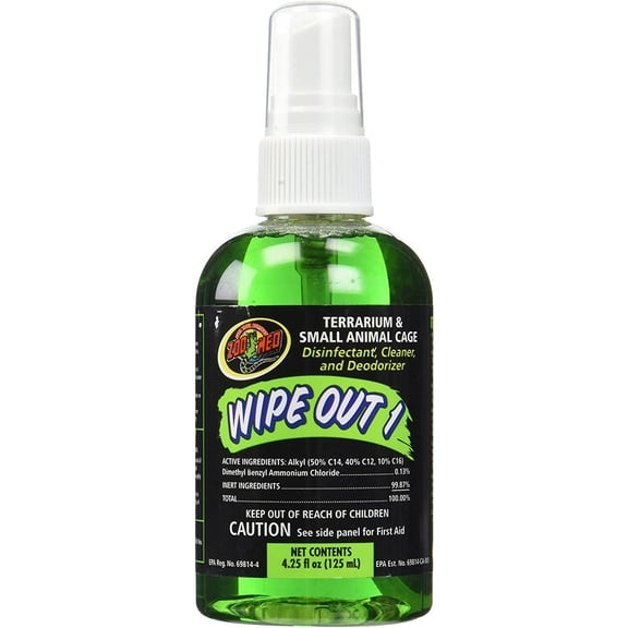 Zoo Med Wipe Out 1 Terrarium Cleaner, Disinfectant and Deodorizer [Reptile Cleaners and Deodorizers, Reptile Supplies] 38.25 oz (9 x 4.25 oz)