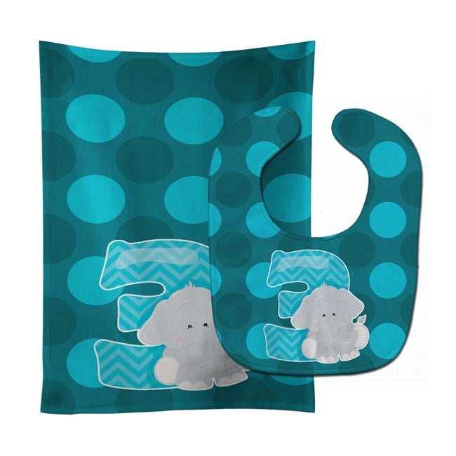 Zoo Month 3 Elephant Baby Bib & Burp Cloth