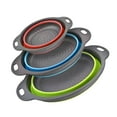 thumbnail image 1 of Silicone Colander Collapsible Strainers Set for Kitchen- 3 Pack (3Qt, 4Qt, 5Qt) -Over Home Draining Basket, Food Vegetables & Fruits-Dishwasher Safe, Space Saving Design, 1 of 9