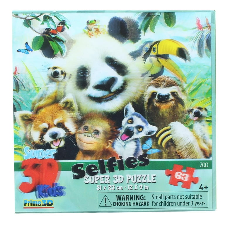 Zoo Selfie 63 Piece Super 3D Kids Jigsaw Puzzle - Walmart.com