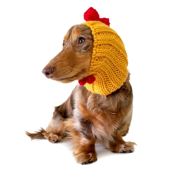 Zoo Snoods Rooster Chicken Costume - Warm Knit Dog Snood Ear Wrap for Pets, Warm Neck Ear Cover Protection (Small)