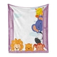 thumbnail image 1 of Zoo Soft Flannel Fleece Throw Blanket, Colorful Animals Peeping at Pink Window Cartoon Frame Cat Monkey Lion, Cozy Plush for Indoor and Outdoor Use, 50" x 60", Multicolor, by Ambesonne, 1 of 5
