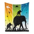 thumbnail image 1 of Zoo Soft Flannel Fleece Throw Blanket, Colorful Nature Abstraction Butterflies Birds Rural Safari, Cozy Plush for Indoor and Outdoor Use, 50" x 70", Multicolor, by Ambesonne, 1 of 5