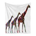 thumbnail image 1 of Zoo Soft Flannel Fleece Throw Blanket, Giraffes in Style Eastern Environment Retro Cultural Traditional Artwork, Cozy Plush for Indoor and Outdoor Use, 50" x 70", Multicolor, by Ambesonne, 1 of 5