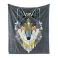 thumbnail image 1 of Zoo Soft Flannel Fleece Throw Blanket, Graphic Design of Coyote Wolf Beast Modern Portrait Geometric Colorful Print, Cozy Plush for Indoor and Outdoor Use, 50" x 60", Multicolor, by Ambesonne, 1 of 6