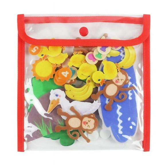 Zoo Storytelling Felt Board Figures, Small Learning Felt Monkeys Tease Crocodile Early Education Trees Creatures Cratfstory for