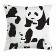 thumbnail image 1 of Zoo Throw Pillow Cushion Cover, Drawing of Baby Pandas Milk Bottle Fly Cute Adorable Animal Figures Child Mammal, Decorative Square Accent Pillow Case, 24 X 24 Inches, Black and White, by Ambesonne, 1 of 2