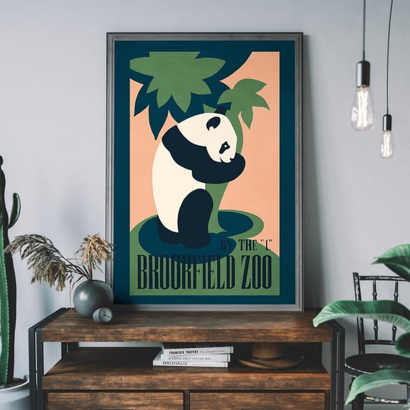 Zoo Travel Poster, Vintage Panda Bear Illustration, Antique Travel Poster, Retro Advert Wall Art, Modern Wall Decor, 24x36 UNFRAMED