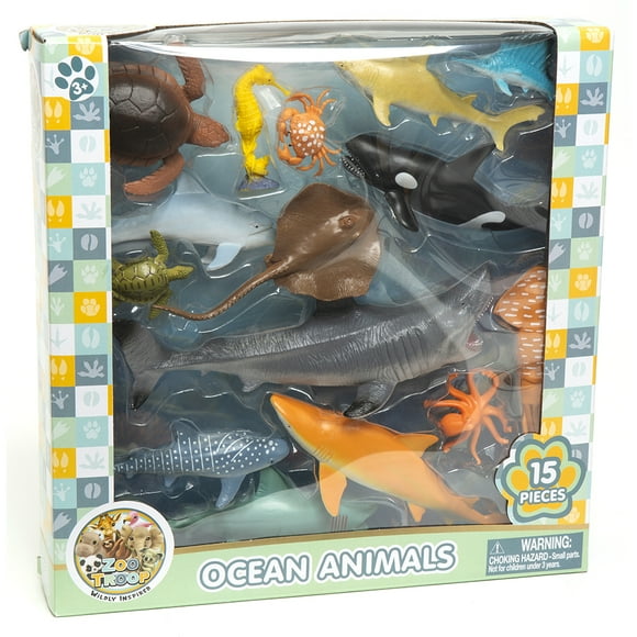 Zoo Troop Multipack Ocean Animals - 15 Pieces  Sea Creature Play Set for Kids (Ages 3+)