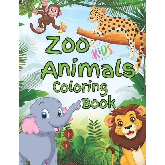 Creative Escapes: Relax & Colour-A F Zoo animals coloring book for kids- Color wild animals and learn its name by coloring!, (Paperback)