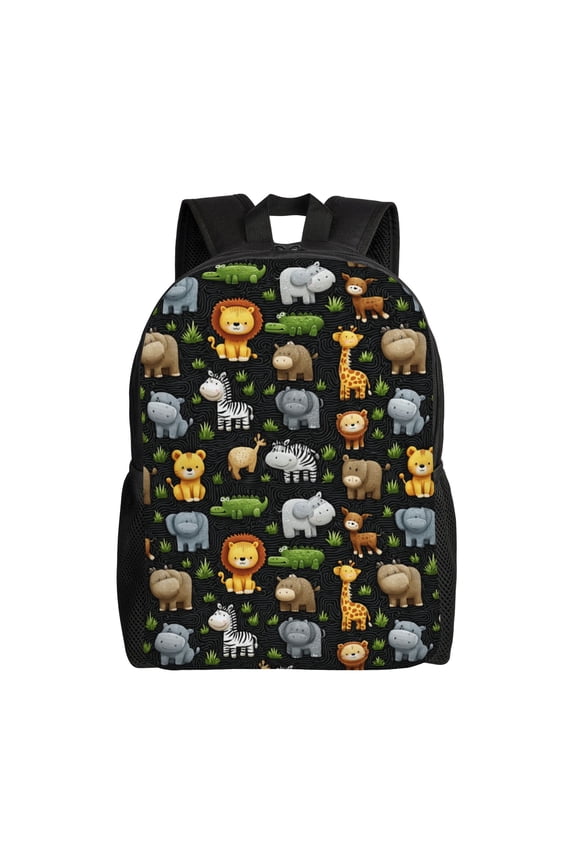 Zoo animals pattern Backpack with 15 Inch Laptop Compartment,Water-Resistant Daypack, Large Capacity Backpack with Adjustable Breathable Shoulder Straps for Daily Use Travel Gym
