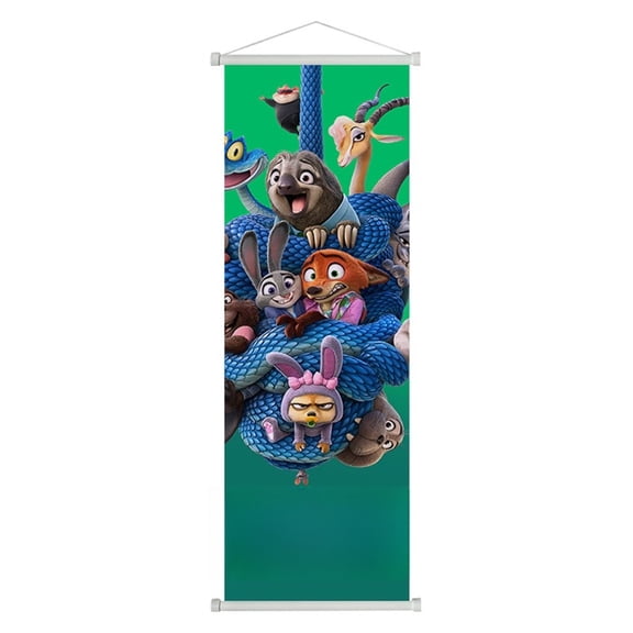 Zoo-topias Hanging Poster Cartoon Character Wall Canvas Artwork Scroll Painting