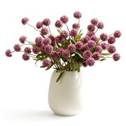 ZooWhale 10 Pack Dusty Purple Artificial Globe Thistle Stems, 20 Inch, Fake Pom Pom Floral Stems for Vase Displays, Rustic Farmhouse & Tablescape Decor