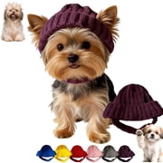 ZooWhale Red Knit Dog Beanie with Ear Flaps   Warm Winter Hat,Winter Hat for Dogs with Ear Holes,Stretchy Knit Soft Ear Flaps Beanie Pet,Cute Snoods for Small & Medium Dogs & Cats
