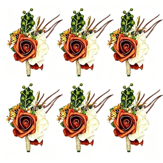 ZooWhale Set of 6 Terracotta Boutonnieres, 5.1 Inch Artificial Foam ...