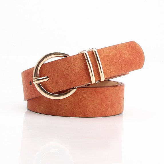 ZooWhale Women Retro Matte Faux Leather Belt, C-Shape Gold Buckle ...