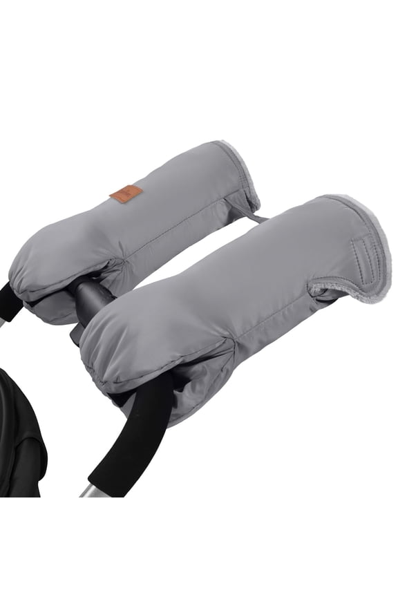 Stroller Gloves, Universal Stroller Hand Muff with Warm Polar Fleece, Stroller Gloves with Vel-cro Design, Waterproof and Snowproof Stroller Mittens for Stroller Accessories, Gray