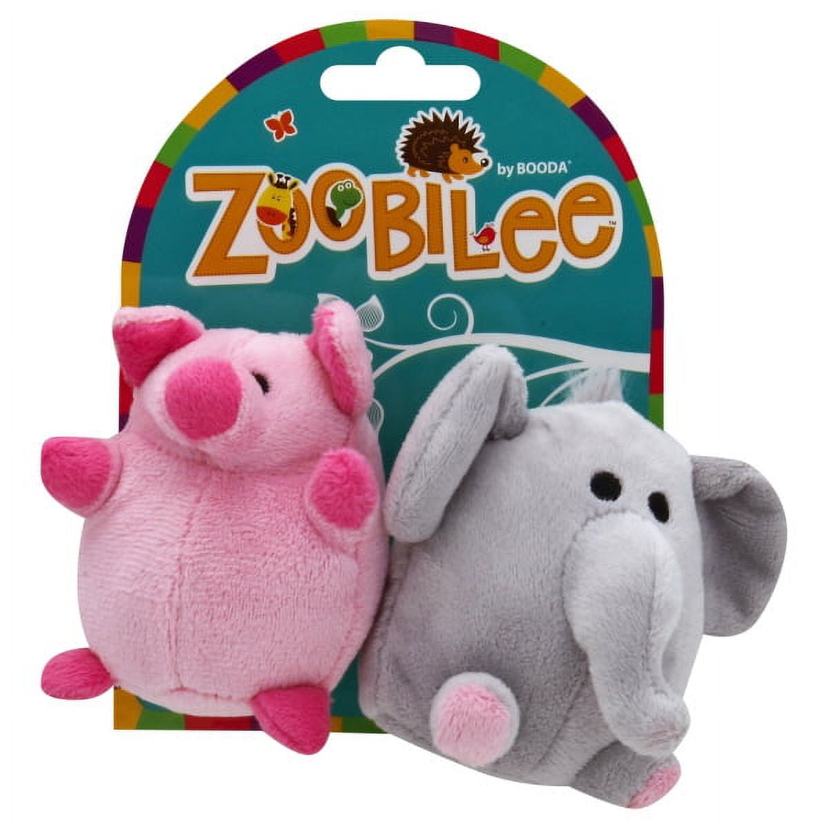 Zoobilee Mini Elephant Pig Dog Toy 2 Pack