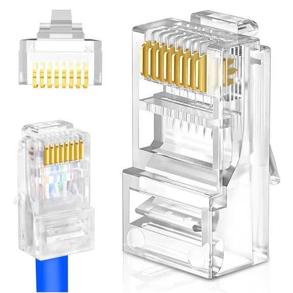 Zoobla | EZ CAT6 RJ45 Pass-Through Network Connectors, UTP Modular Plug for Ethernet Cables - 100 Pack