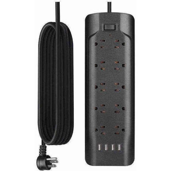 Zoobla | Power Strip Surge Protector, 10 Outlets + 4 USB High-Speed Charging Ports, US Plug AC Socket Extender