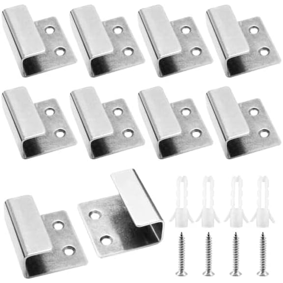 Zooblu 10 Pcs Tile Display Wall Hanger, Stainless Steel Wall Mount Brackets Hook, Heavy Duty Tile Hanger for Mirrors, Picture Frame Ceramic Wall Display (Medium Size, Silver)