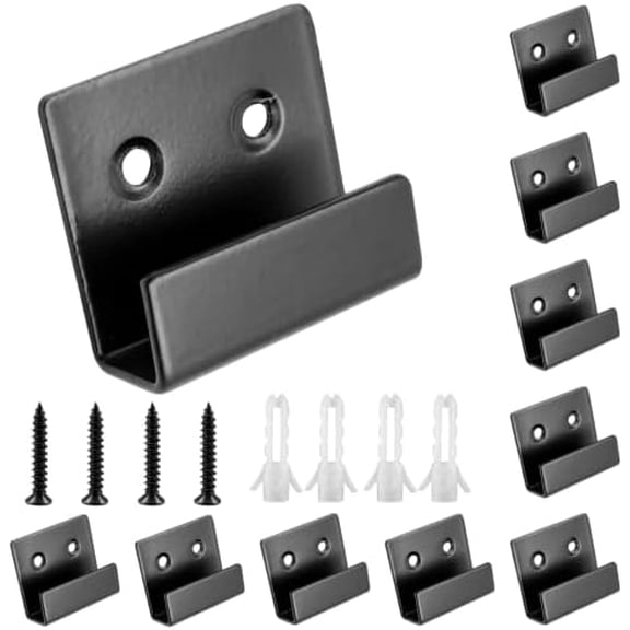 Zooblu 10 Pcs Tile Display Wall Hanger, Stainless Steel Wall Mount Brackets Hook, Heavy Duty Tile Hanger for Mirrors, Picture Frame Ceramic Wall Display (Small Size, Black)
