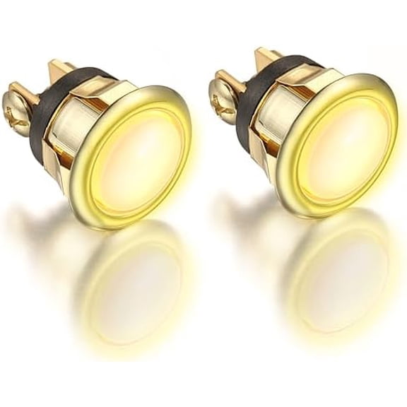 Zooblu 2 Pack Lighted Doorbell Button Replacement, Easy to Install Wired Doorbell Button Push Door Bell Ringer Kit Round Rim with Lighted Center(Gold, Yellow Light)