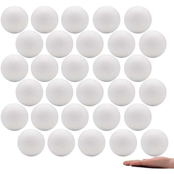 Zooblu 3 Inch White Craft Foam Balls Bulk 40 Pack Smooth Polystyrene Round Foam Balls for Holiday Crafts Drawing and School Modeling DIY Projects Ornaments Decorations
