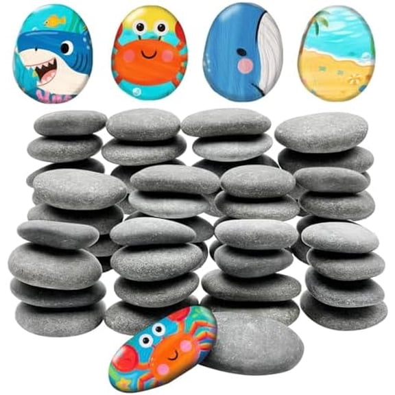 Zooblu 50PCS Rocks for Painting, 2-3 Inches Natural Smooth River Rocks for Painting, Flat Stones for Crafts and Decorations, Kindness Stones for DIY Arts(50)