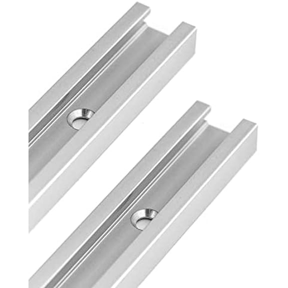 Zooblu Aluminum T Track, 2 Pack 12 Inch Universal Double Cut Profile T Track, with Predrilled Mounting Holes and Screws, Woodworking and Fixtures, for Drill Press Table, Router Table