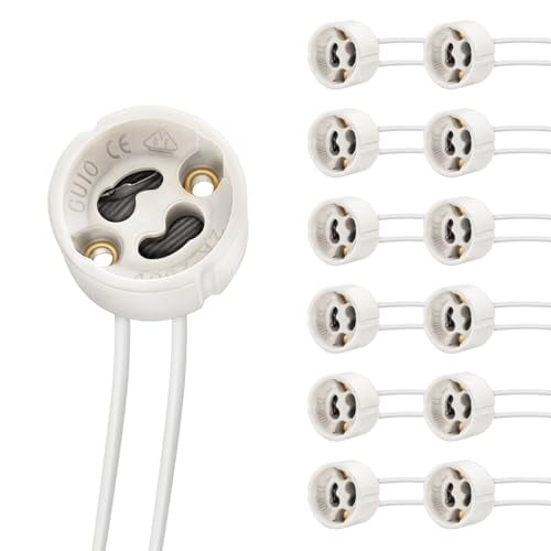 Zooblu GU10 Base Socket, 600℃ Heat Resistant Maximum 250V 300W, Ceramic Lamp Holder and Silicon Wire Connector 12 Packages