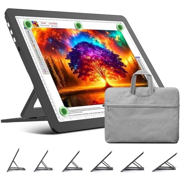 Zooblu Rechargeable A3 Light Board with Stand, Bag, Super Bright Magnetic Light Pad with Side Buttons, Wireless Light Box for Tracing and Drawing, Cordless Light Table for Diamond Painting, Sketching